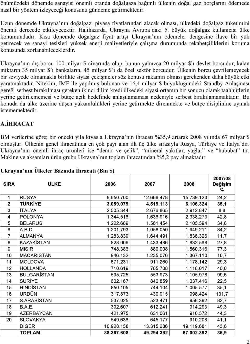 büyük doğalgaz kullanıcısı ülke konumundadır.