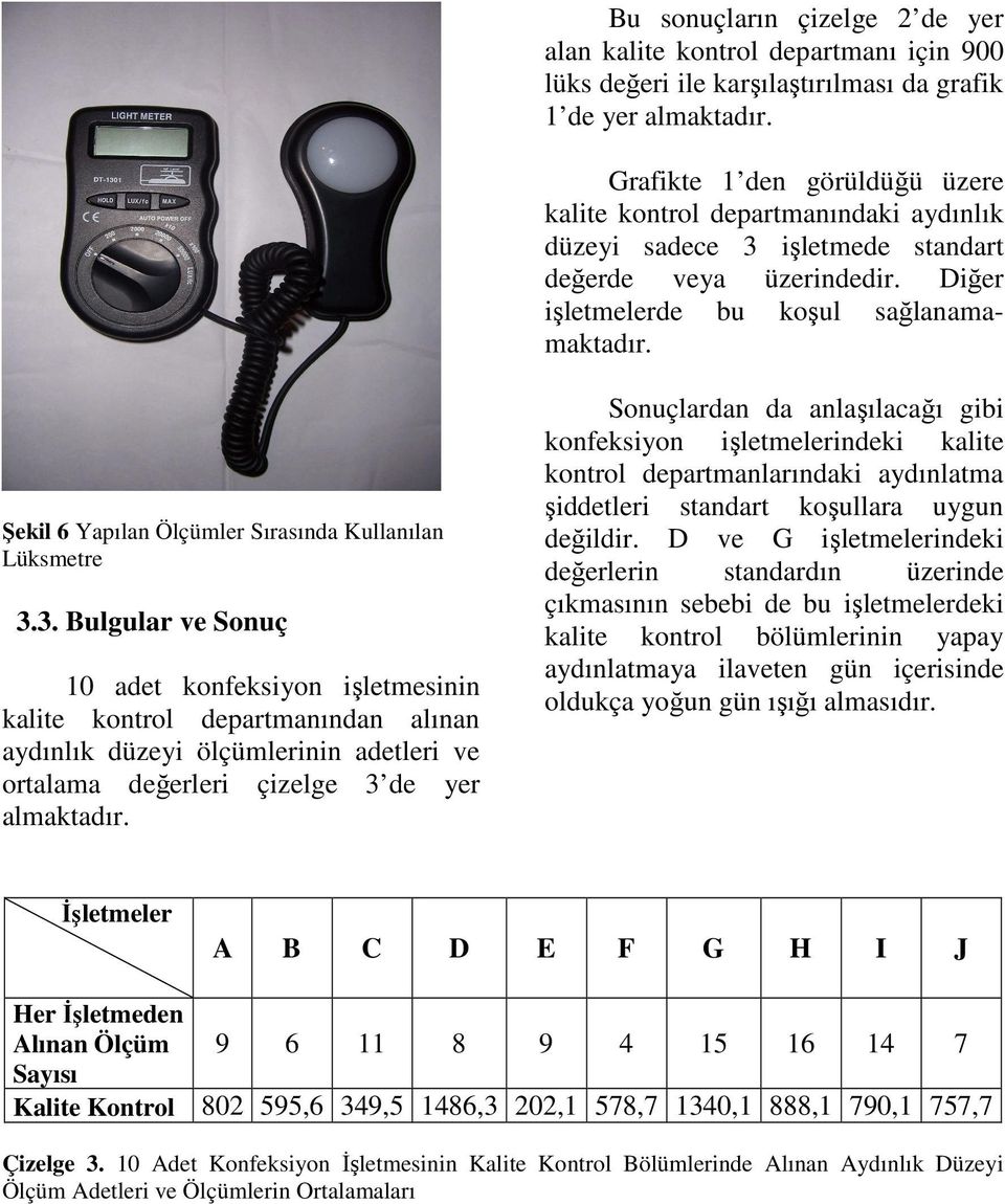 Şekil 6 Yapılan Ölçümler Sırasında Kullanılan Lüksmetre 3.