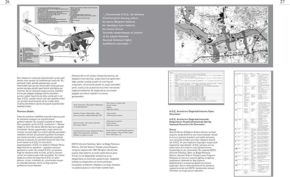 iliþkin özelliklerini yitirmiþtir... Þekil 4: A.O.Ç. Arazi Kullanýmý Þekil 5: A.O.Ç. Alt Bölgeler Batý ülkelerinin mekansal düzenlemeleri içinde yeþil alanlar, kent parklarý bu özellikleriyle varolurlar.