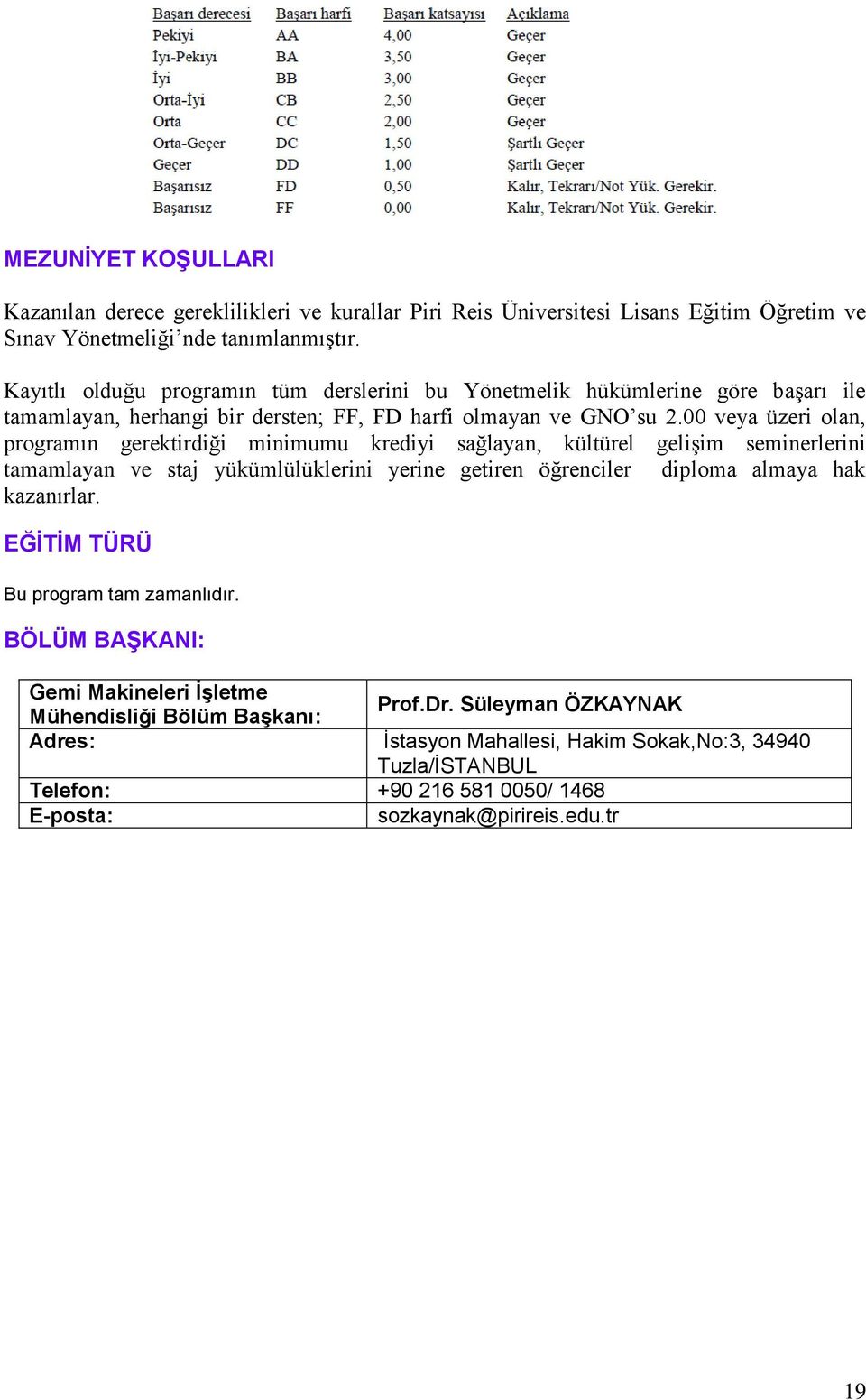 00 veya üzeri olan, programın gerektirdiği minimumu krediyi sağlayan, kültürel gelişim seminerlerini tamamlayan ve staj yükümlülüklerini yerine getiren öğrenciler diploma almaya hak