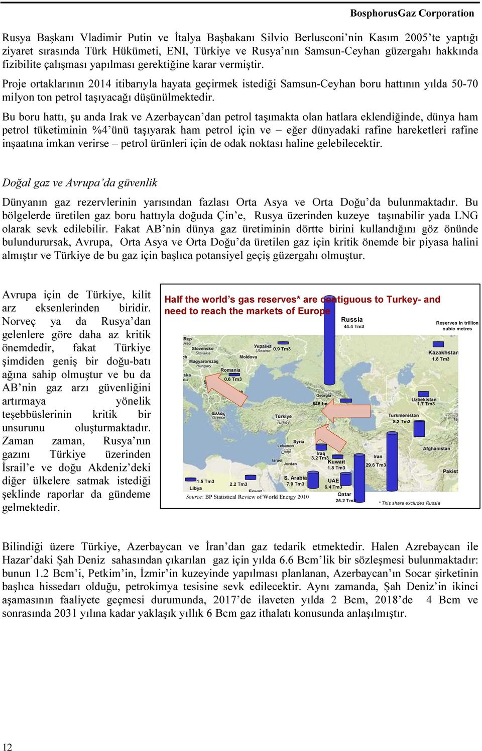 Bu boru hattı, şu anda Irak ve Azerbaycan dan petrol taşımakta olan hatlara eklendiğinde, dünya ham petrol tüketiminin %4 ünü taşıyarak ham petrol için ve eğer dünyadaki rafine hareketleri rafine