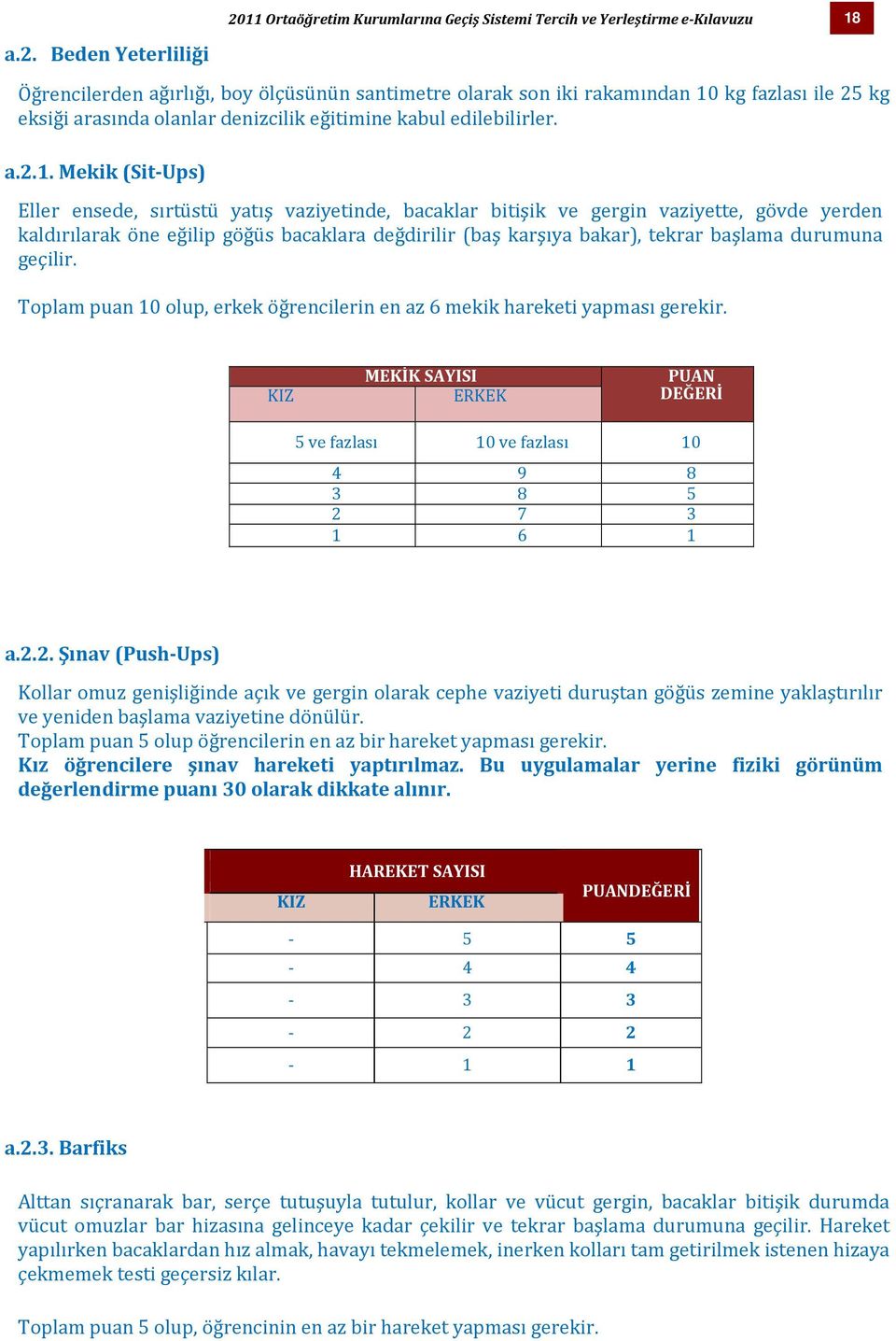 Mekik (Sit-Ups) Eller ensede, sırtüstü yatış vaziyetinde, bacaklar bitişik ve gergin vaziyette, gövde yerden kaldırılarak öne eğilip göğüs bacaklara değdirilir (baş karşıya bakar), tekrar başlama