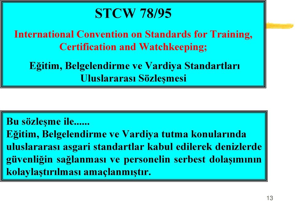 .. Eğitim, Belgelendirme ve Vardiya tutma konularında uluslararası asgari standartlar kabul