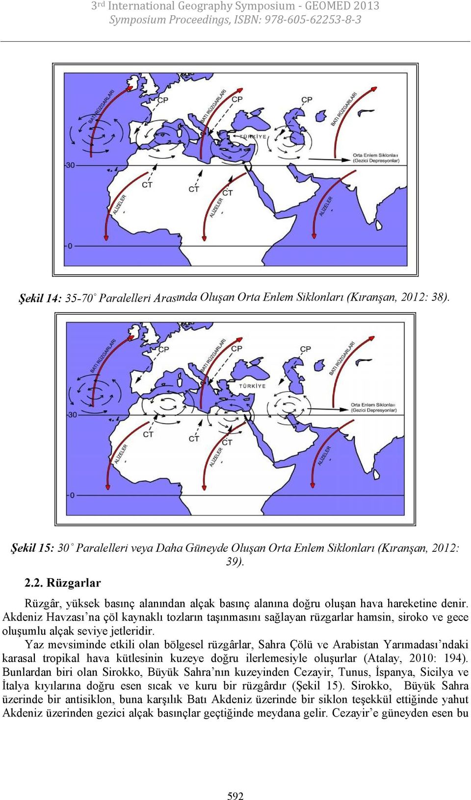 Yaz mevsiminde etkili olan bölgesel rüzgârlar, Sahra Çölü ve Arabistan Yarımadası ndaki karasal tropikal hava kütlesinin kuzeye doğru ilerlemesiyle oluşurlar (Atalay, 2010: 194).