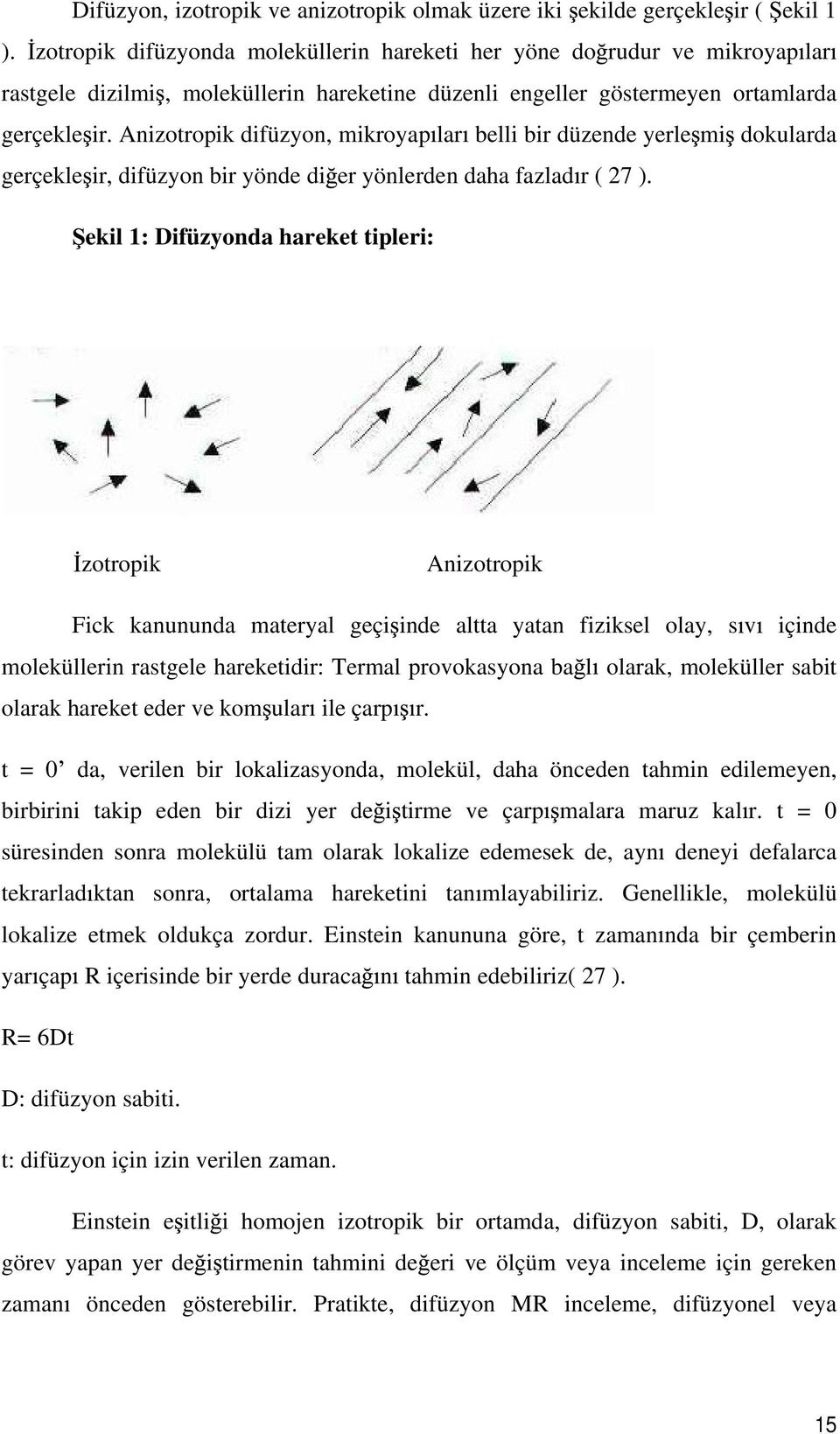 Anizotropik difüzyon, mikroyap lar belli bir düzende yerle mi dokularda gerçekle ir, difüzyon bir yönde di er yönlerden daha fazlad r ( 27 ).