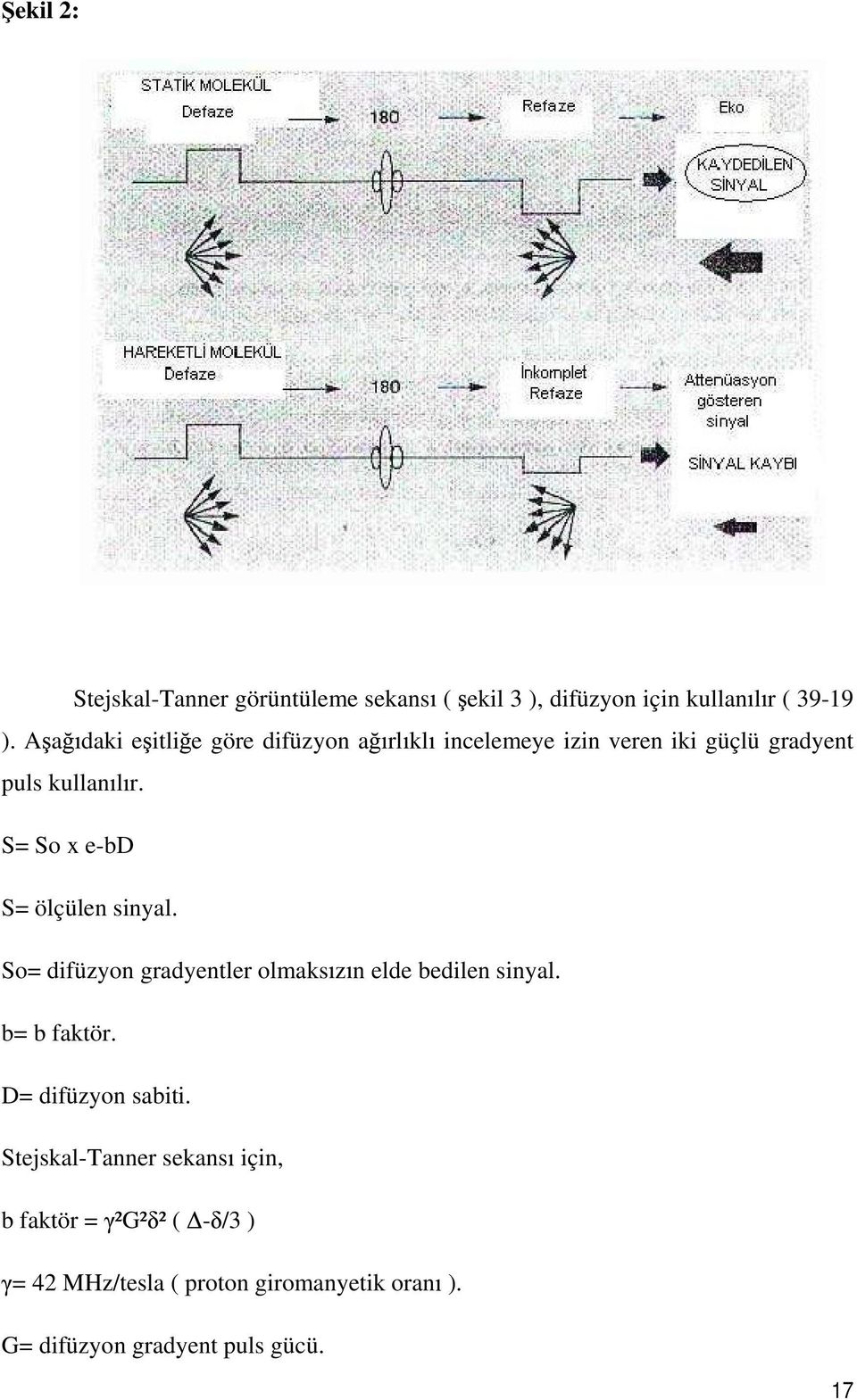 S= So x e-bd S= ölçülen sinyal. So= difüzyon gradyentler olmaks z n elde bedilen sinyal. b= b faktör.