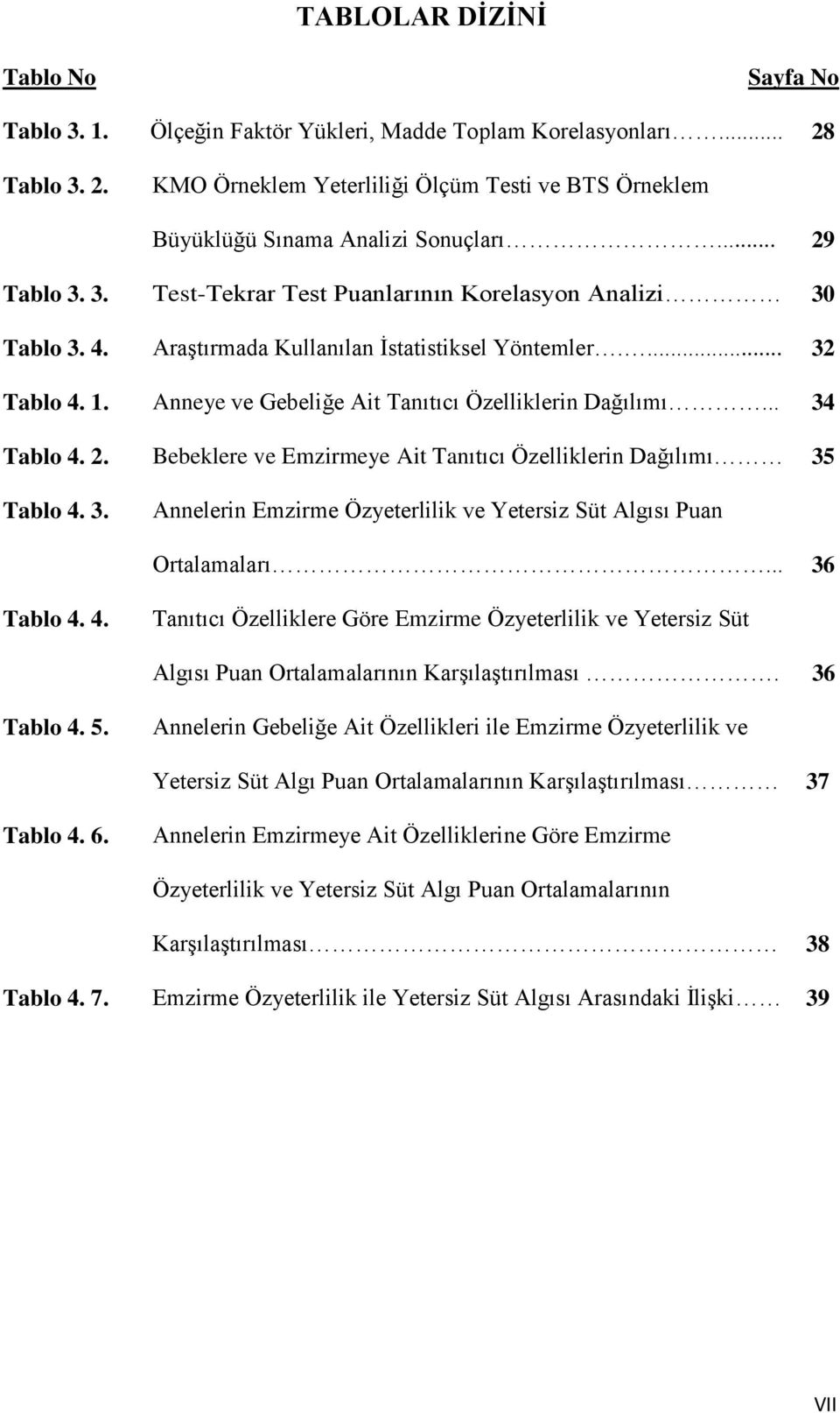 Anneye ve Gebeliğe Ait Tanıtıcı Özelliklerin Dağılımı... 34 Tablo 4. 2. Bebeklere ve Emzirmeye Ait Tanıtıcı Özelliklerin Dağılımı 35 Tablo 4. 3. Annelerin Emzirme Özyeterlilik ve Yetersiz Süt Algısı Puan Ortalamaları.