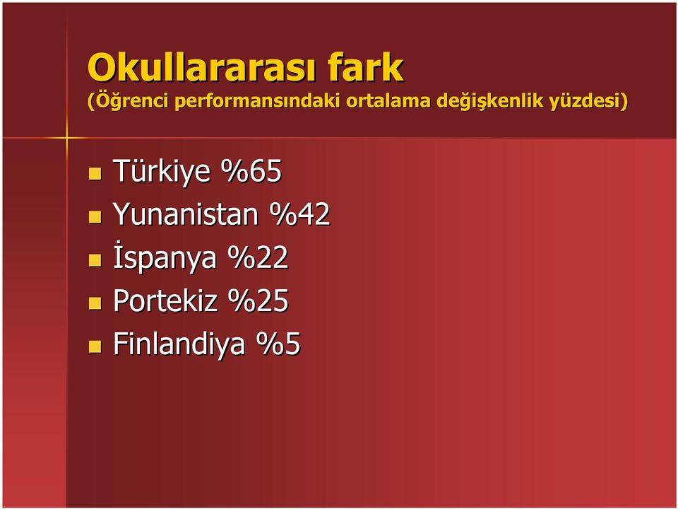 değişkenlik yüzdesi) y Türkiye %65