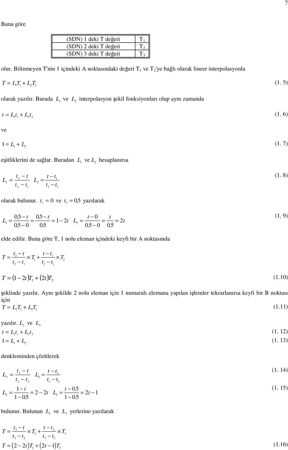 Buradan L ve L hesaplanırsa L t = t t t L t t = t t (. 8) olarak bulunur. t = ve t = 5. yazılarak L. 5 t 5 t = t 5 =. =. 5. L t t = t. 5 = 5. = (. 9) elde edilir.