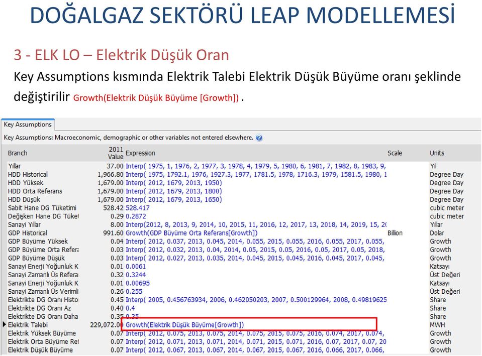 Elektrik Düşük Büyüme oranı şeklinde