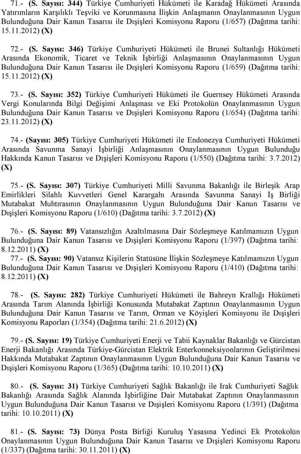 Dışişleri Komisyonu Raporu (1/657) (Dağıtma tarihi: 15.11.2012) (X) 72.- (S.