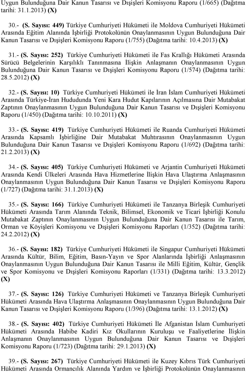 Raporu (1/755) (Dağıtma tarihi: 10.4.2013) (X) 31.- (S.