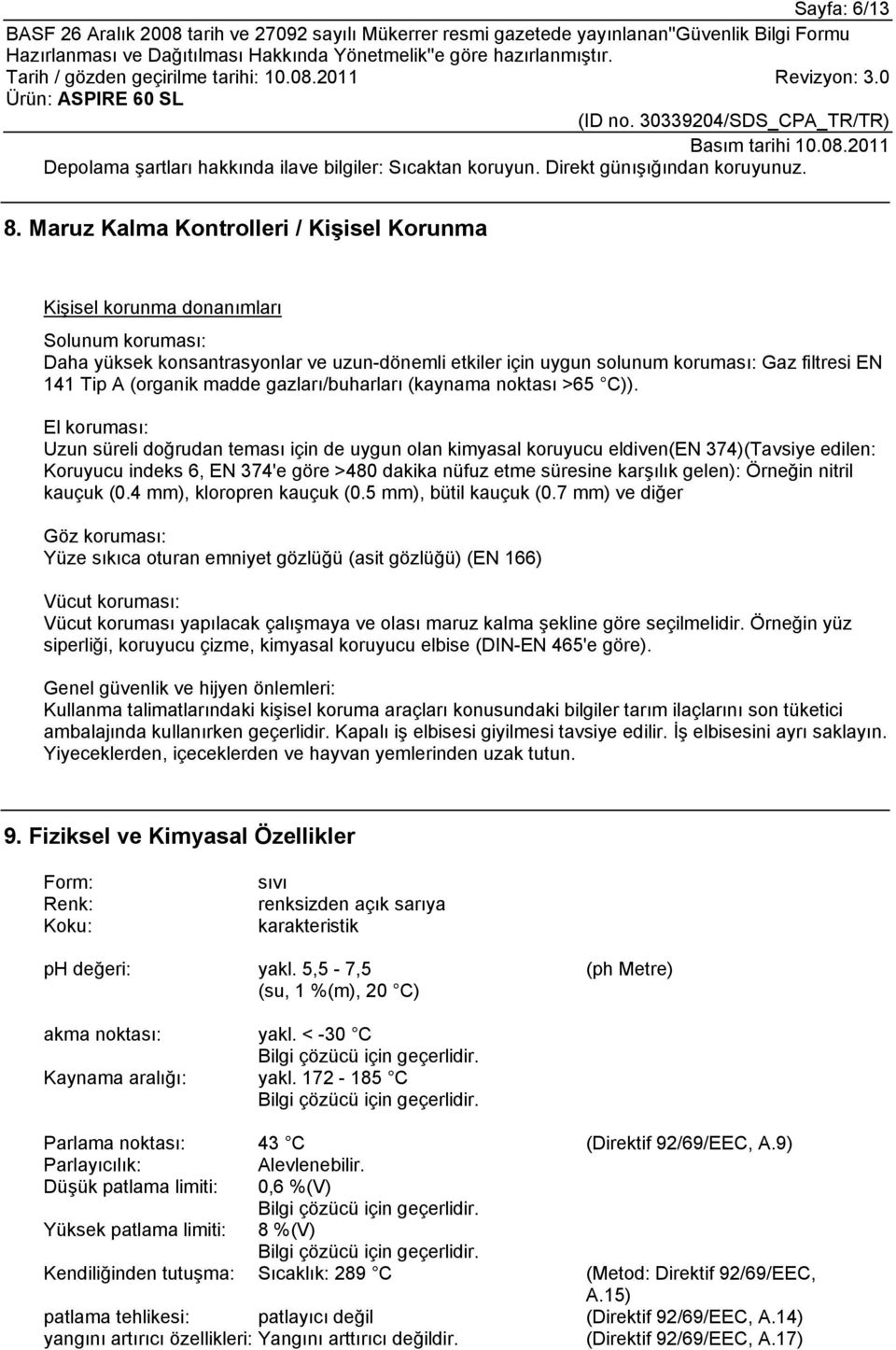 (organik madde gazları/buharları (kaynama noktası >65 C)).