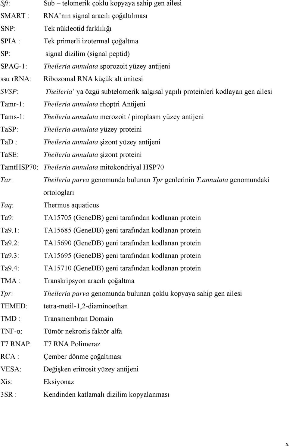 annulata rhoptri Antijeni Tams-1: Theileria annulata merozoit / piroplasm yüzey antijeni TaSP: Theileria annulata yüzey proteini TaD : Theileria annulata şizont yüzey antijeni TaSE: Theileria