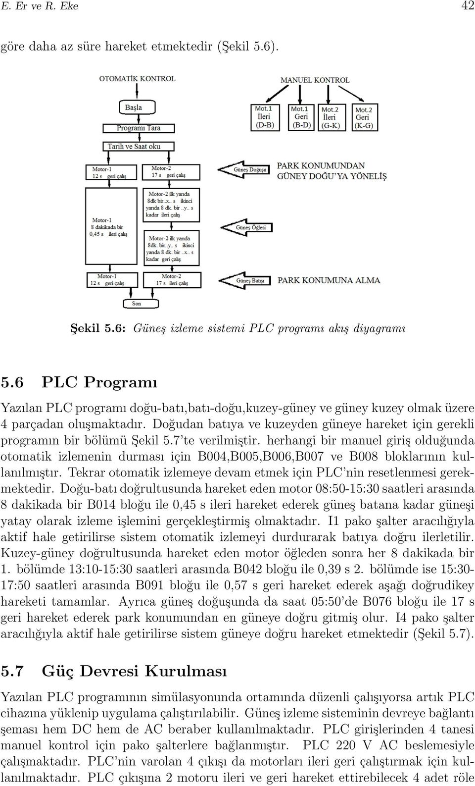 Doğudan batıya ve kuzeyden güneye hareket için gerekli programın bir bölümü Şekil 5.7 te verilmiştir.