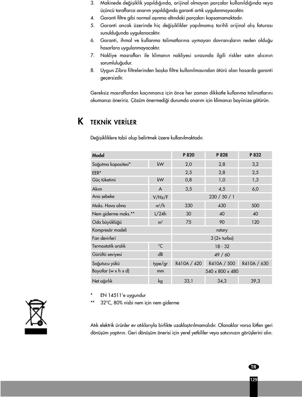 Garanti, ihmal ve kullanma talimatlar na uymayan davran fllar n neden oldu u hasarlara uygulanmayacakt r. 7.