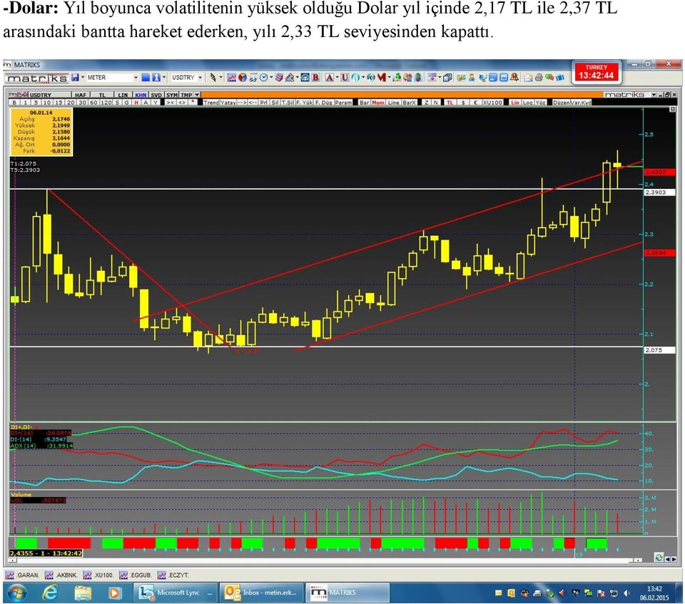 ile 2,37 TL arasındaki bantta hareket