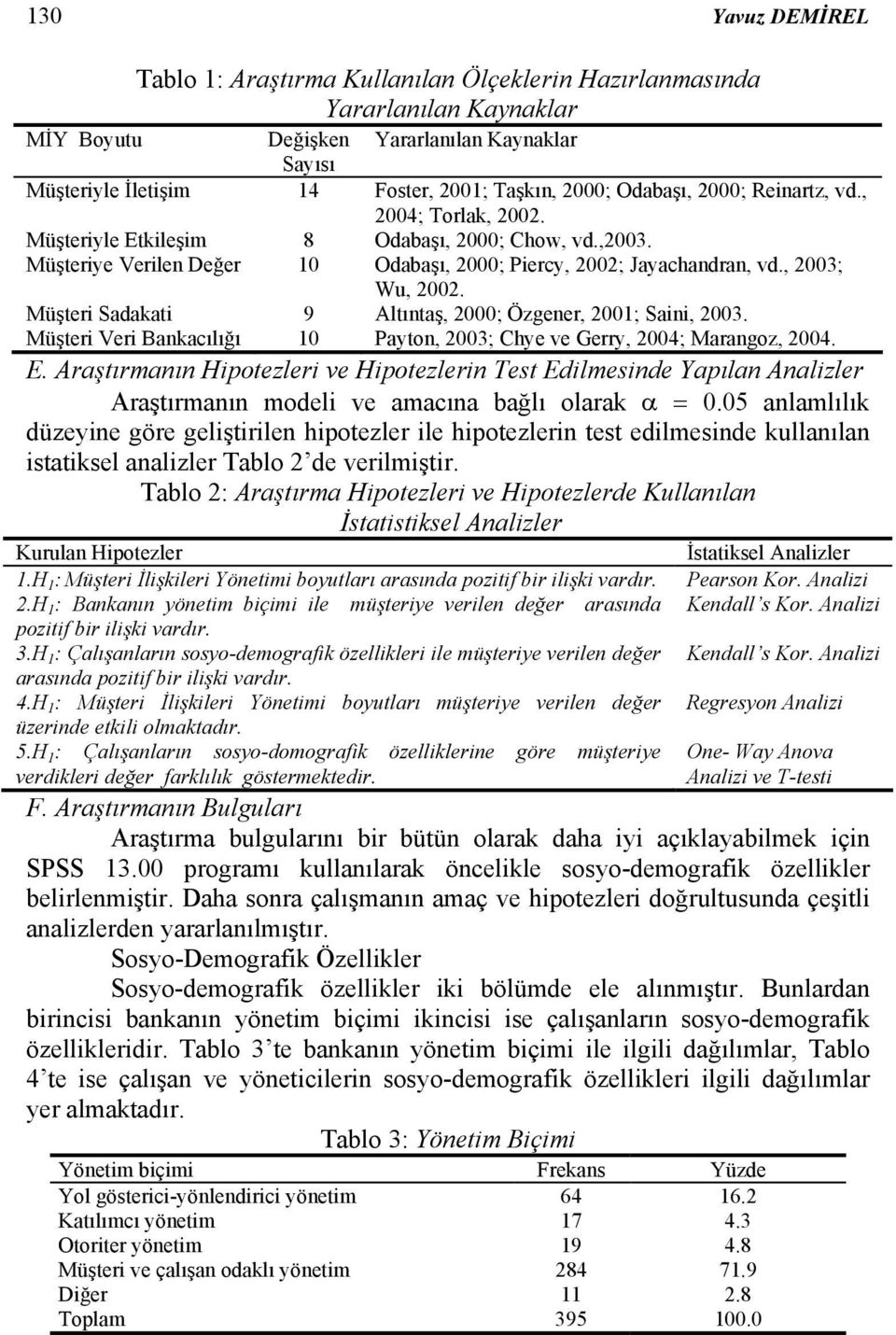 Müşteri Sadakati 9 Altıntaş, 2000; Özgener, 2001; Saini, 2003. Müşteri Veri Bankacılığı 10 Payton, 2003; Chye ve Gerry, 2004; Marangoz, 2004. E.