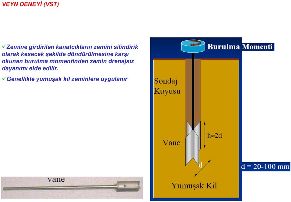 döndürülmesine karģı okunan burulma momentinden zemin