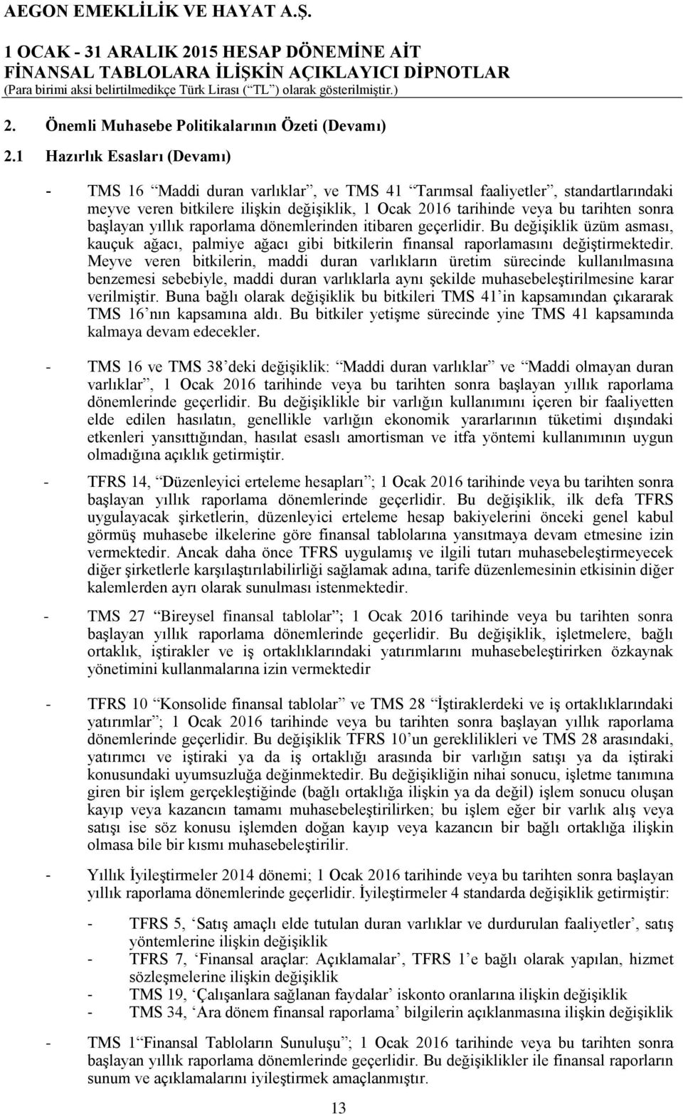 başlayan yıllık raporlama dönemlerinden itibaren geçerlidir. Bu değişiklik üzüm asması, kauçuk ağacı, palmiye ağacı gibi bitkilerin finansal raporlamasını değiştirmektedir.