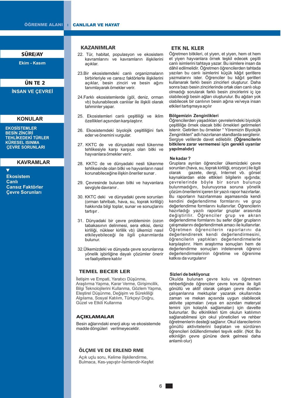 Bir ekosistemdeki canlı organizmaların birbirleriyle ve cansız faktörlerle ilişkilerini açıklar, besin zinciri ve besin ağını tanımlayarak örnekler verir. 24.