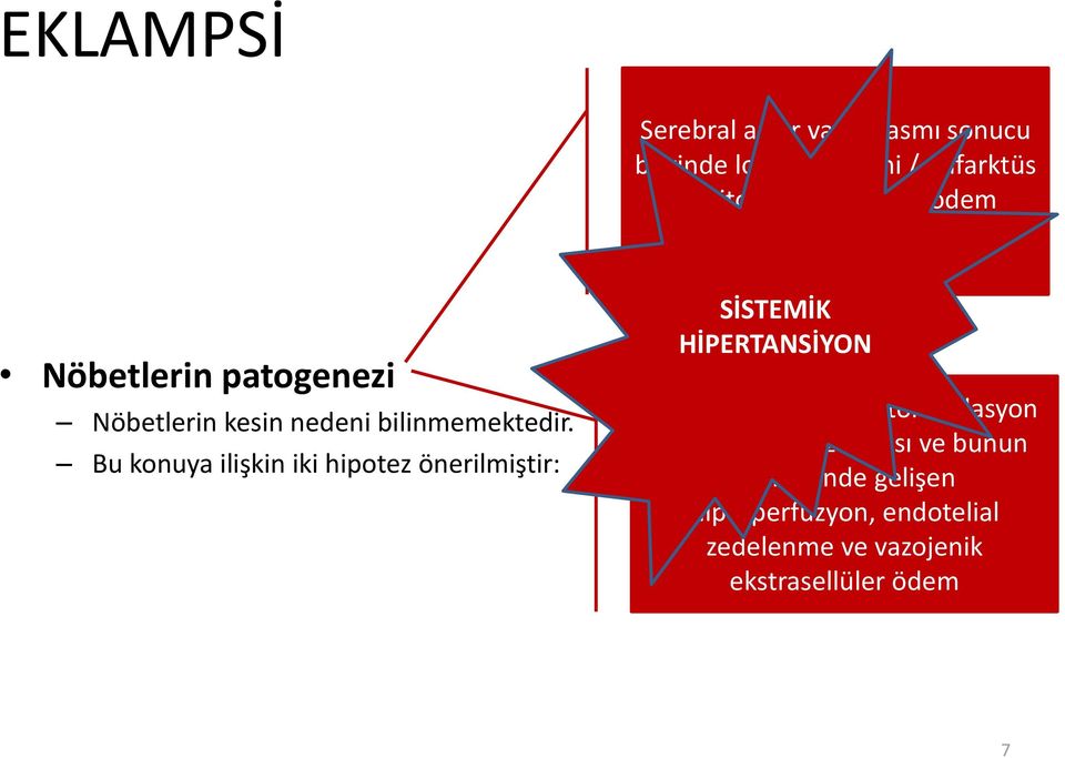 Bu konuya ilişkin iki hipotez önerilmiştir: SİSTEMİK HİPERTANSİYON Serebral kan akımı