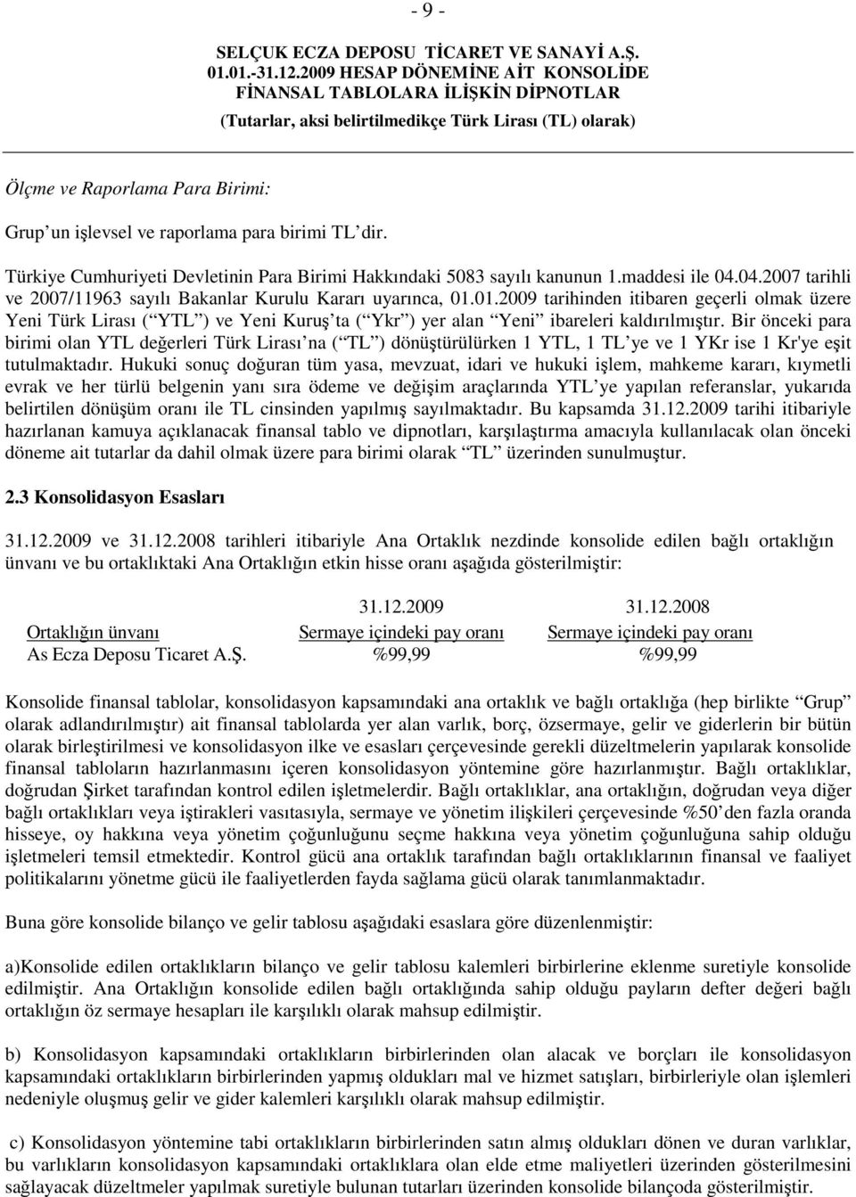 01.2009 tarihinden itibaren geçerli olmak üzere Yeni Türk Lirası ( YTL ) ve Yeni Kuruş ta ( Ykr ) yer alan Yeni ibareleri kaldırılmıştır.