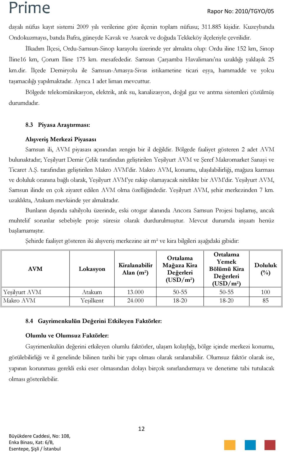 Samsun Çarşamba Havalimanı na uzaklığı yaklaşık 25 km.dir. İlçede Demiryolu ile Samsun-Amasya-Sivas istikametine ticari eşya, hammadde ve yolcu taşımacılığı yapılmaktadır.