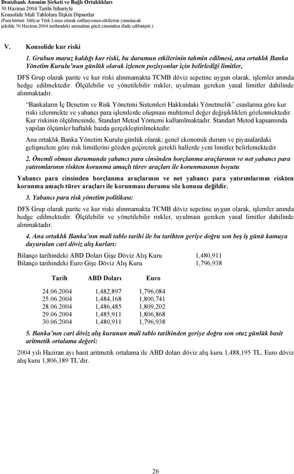 kur riski alınmamakta TCMB döviz sepetine uygun olarak, işlemler anında hedge edilmektedir. Ölçülebilir ve yönetilebilir riskler, uyulması gereken yasal limitler dahilinde alınmaktadır.