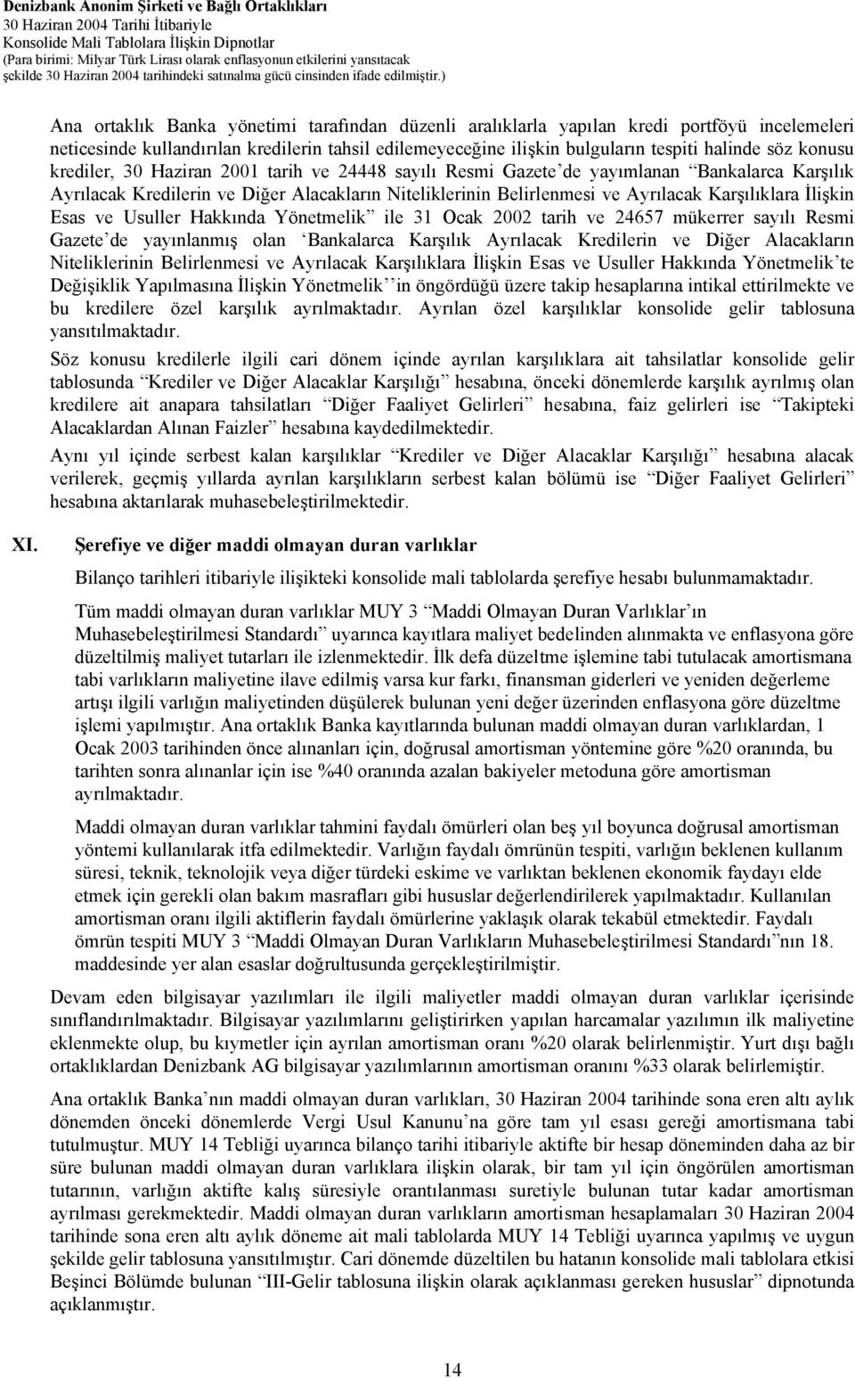 İlişkin Esas ve Usuller Hakkında Yönetmelik ile 31 Ocak 2002 tarih ve 24657 mükerrer sayılı Resmi Gazete de yayınlanmış olan Bankalarca Karşılık Ayrılacak Kredilerin ve Diğer Alacakların