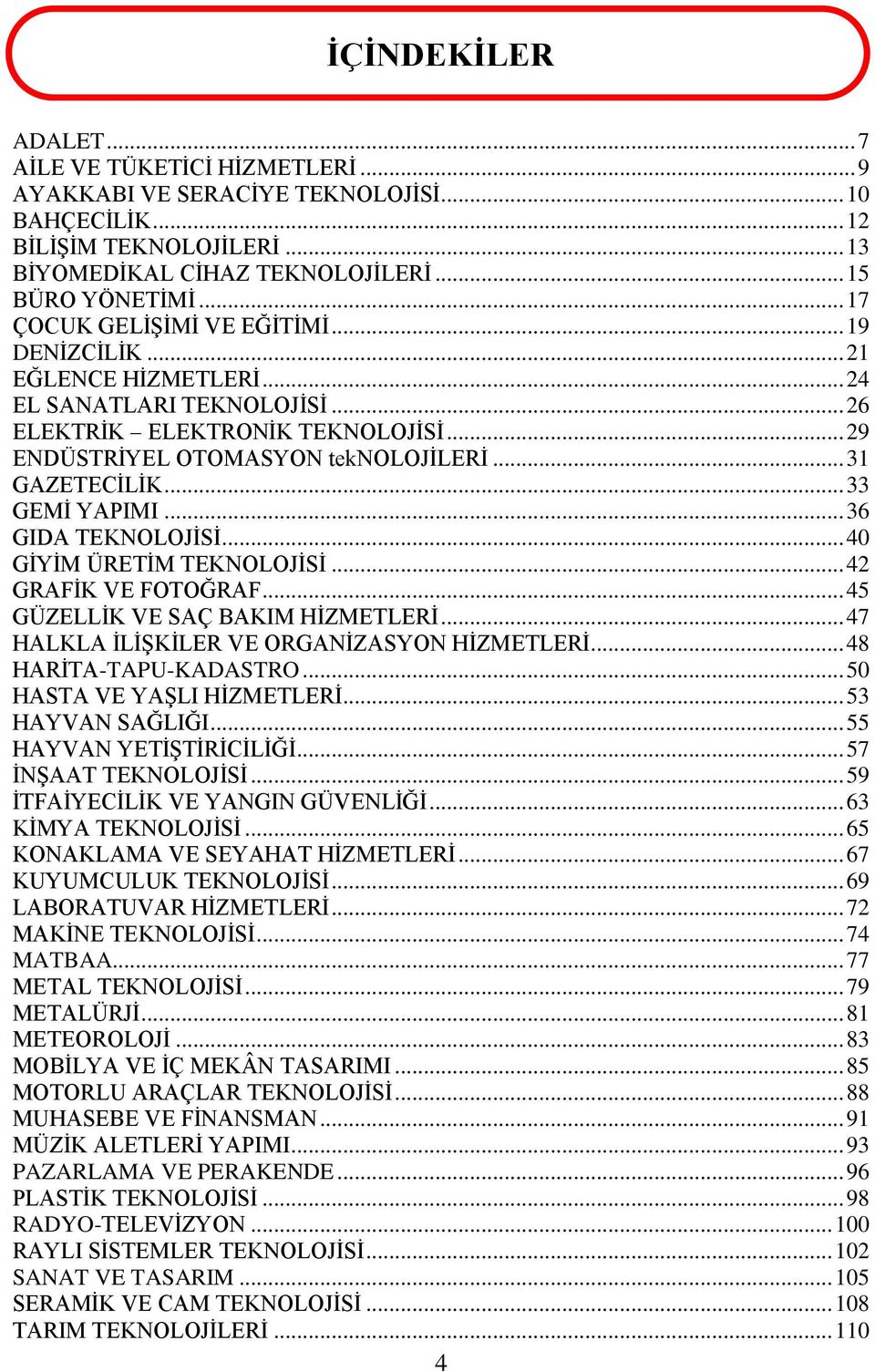 .. 31 GAZETECİLİK... 33 GEMİ YAPIMI... 36 GIDA TEKNOLOJİSİ... 40 GİYİM ÜRETİM TEKNOLOJİSİ... 42 GRAFİK VE FOTOĞRAF... 45 GÜZELLİK VE SAÇ BAKIM HİZMETLERİ.