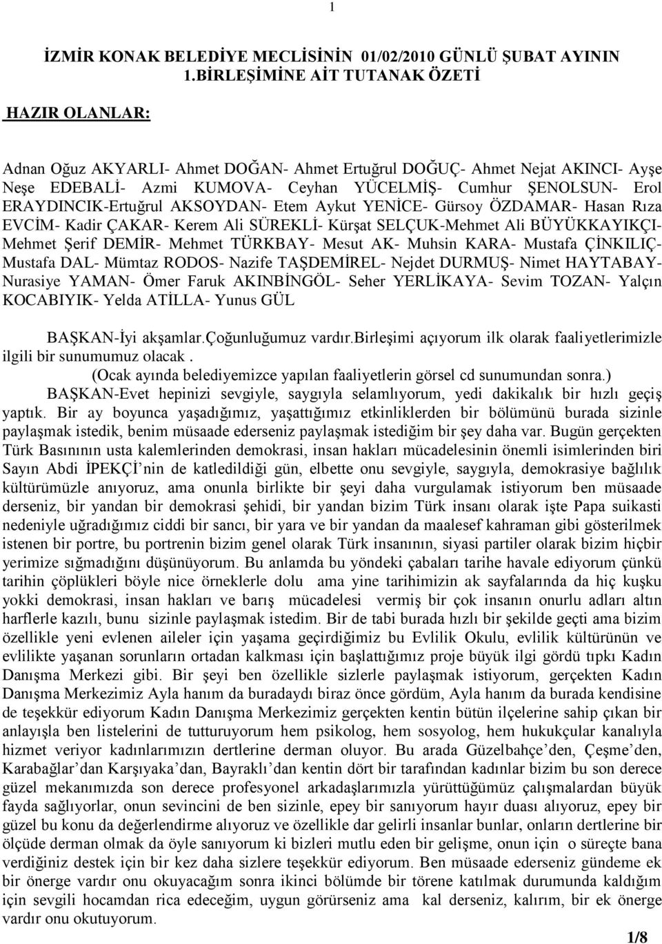 ERAYDINCIK-Ertuğrul AKSOYDAN- Etem Aykut YENİCE- Gürsoy ÖZDAMAR- Hasan Rıza EVCİM- Kadir ÇAKAR- Kerem Ali SÜREKLİ- Kürşat SELÇUK-Mehmet Ali BÜYÜKKAYIKÇI- Mehmet Şerif DEMİR- Mehmet TÜRKBAY- Mesut AK-