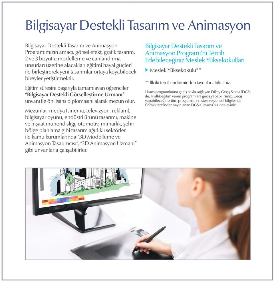 Eğitim süresini başarıyla tamamlayan öğrenciler Bilgisayar Destekli Görselleştirme Uzmanı unvanı ile ön lisans diplomasını alarak mezun olur.