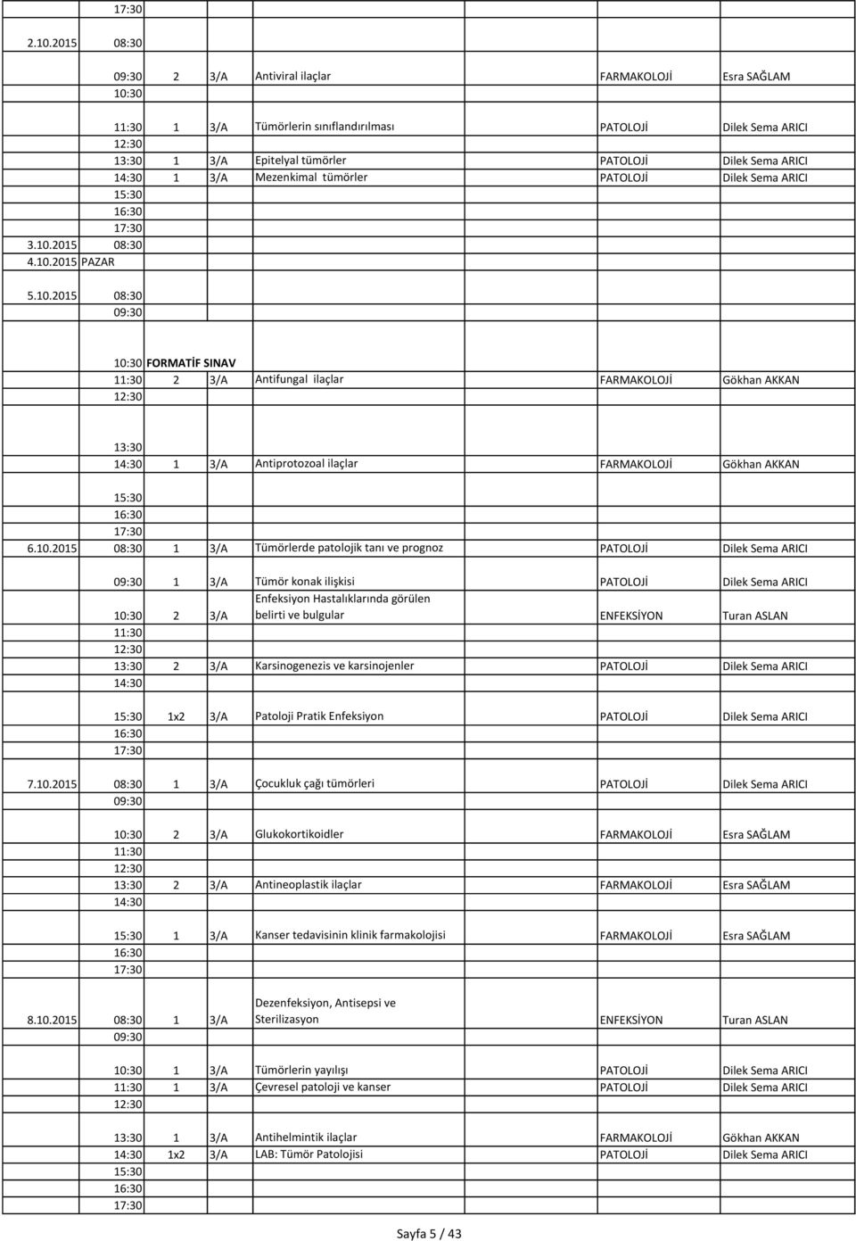 10.2015 08:30 1 3/A Tümörlerde patolojik tanı ve prognoz PATOLOJİ Dilek Sema ARICI 1 3/A Tümör konak ilişkisi PATOLOJİ Dilek Sema ARICI 2 3/A Enfeksiyon Hastalıklarında görülen belirti ve bulgular