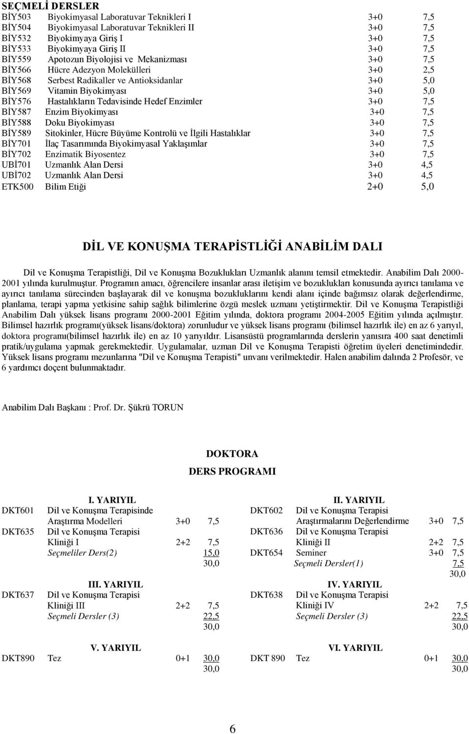 Tedavisinde Hedef Enzimler 3+0 7,5 BİY587 Enzim Biyokimyası 3+0 7,5 BİY588 Doku Biyokimyası 3+0 7,5 BİY589 Sitokinler, Hücre Büyüme Kontrolü ve İlgili Hastalıklar 3+0 7,5 BİY701 İlaç Tasarımında