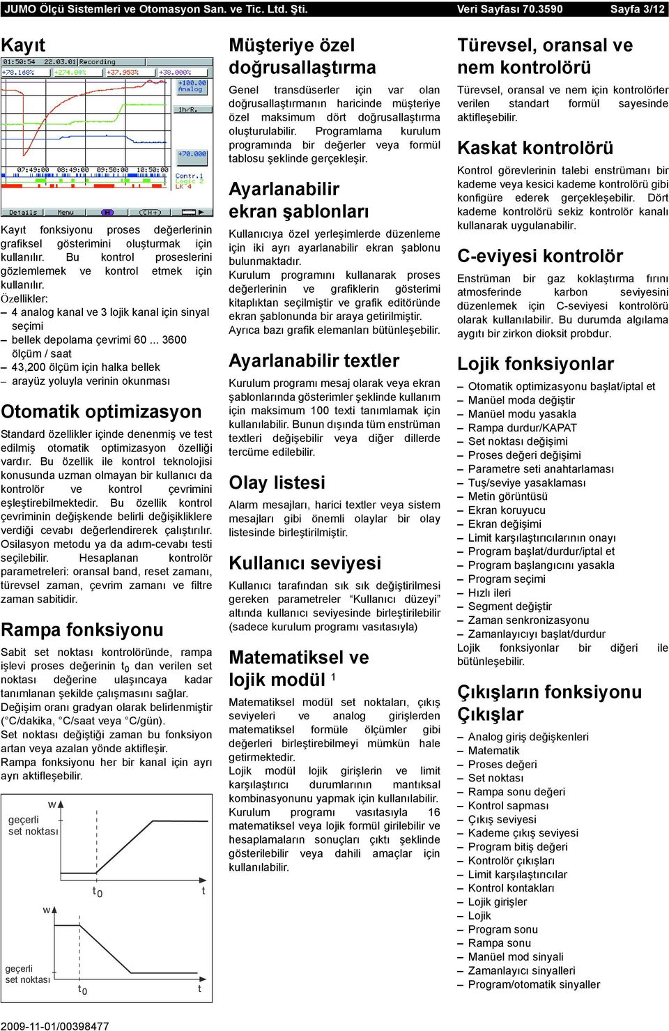 .. 3600 ölçüm / saat 43,200 ölçüm için halka bellek arayüz yoluyla verinin okunması Otomatik optimizasyon Standard özellikler içinde denenmiş ve test edilmiş otomatik optimizasyon özelliği vardır.