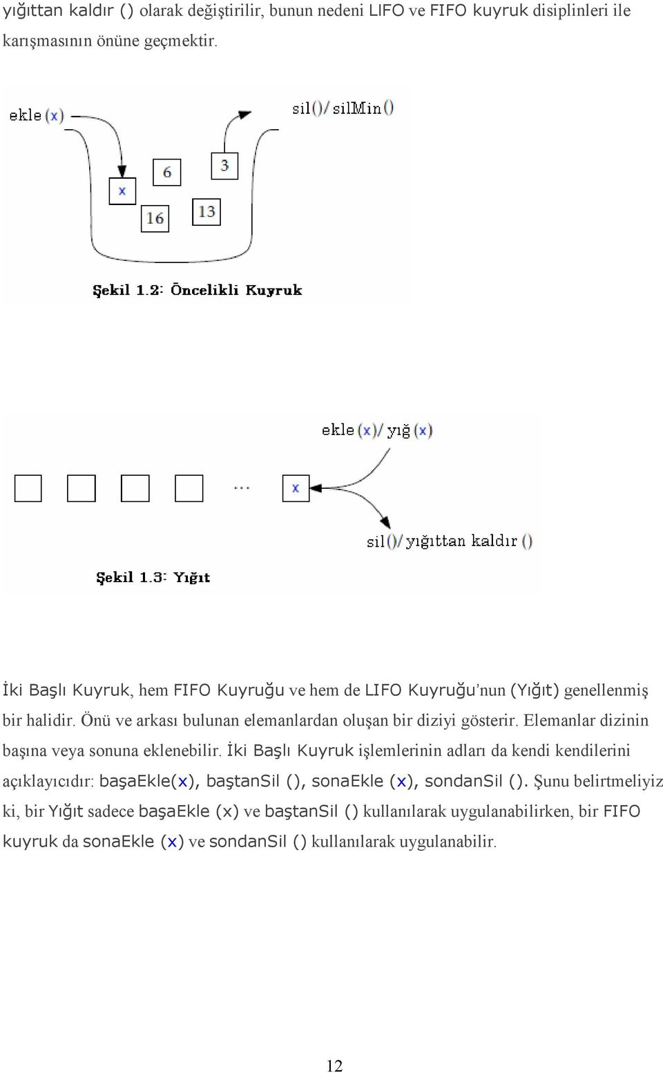 Elemanlar dizinin başına veya sonuna eklenebilir.