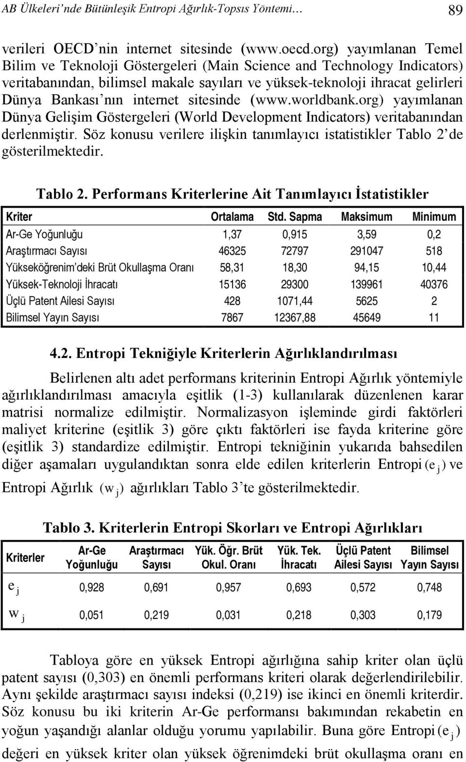 internet sitesinde (www.worldbank.org) yayımlanan Dünya Gelişim Göstergeleri (World Development Indicators) veritabanından derlenmiştir.