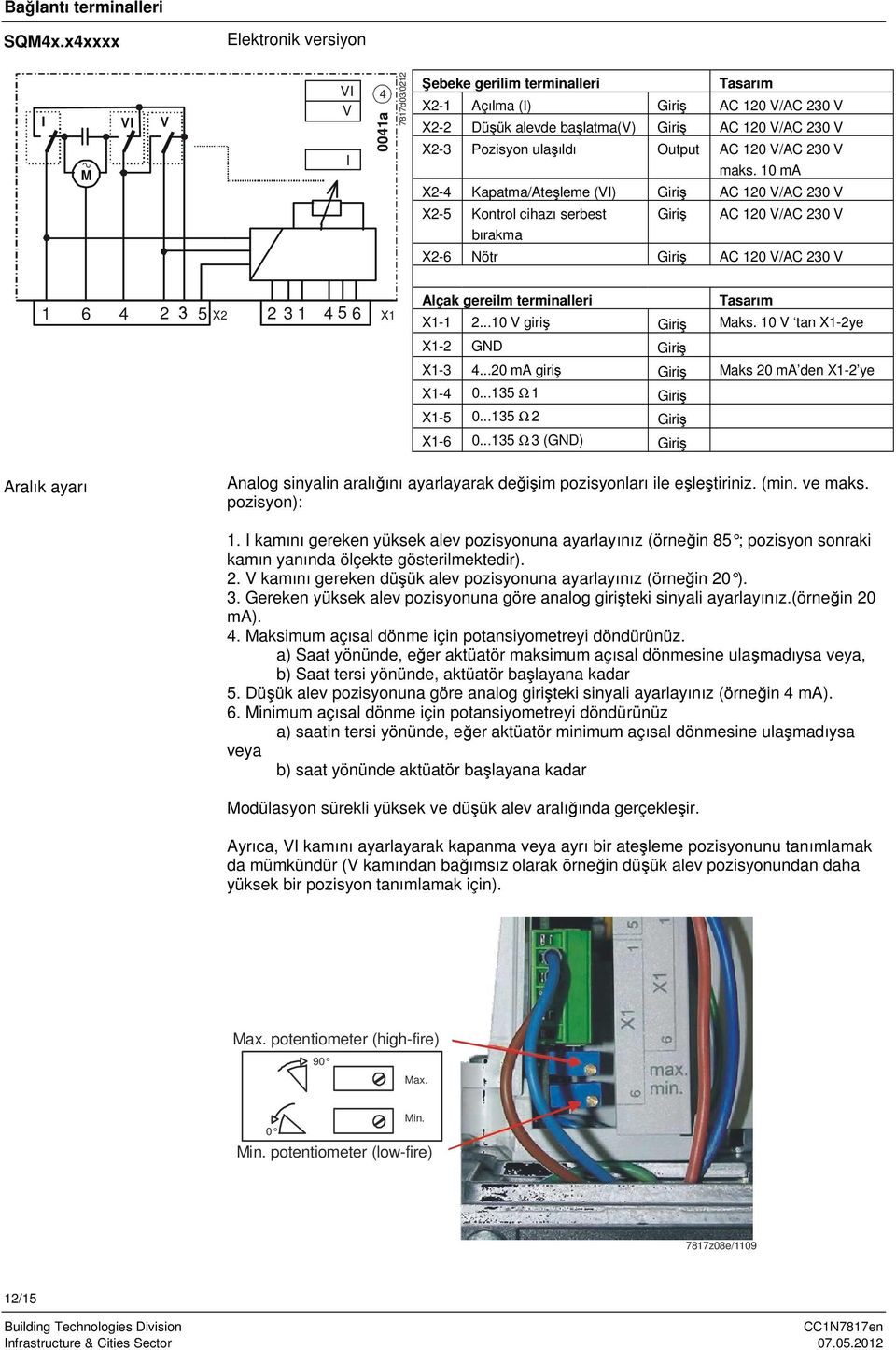 Pozisyon ulaşıldı Output AC 120 V/AC 230 V maks.