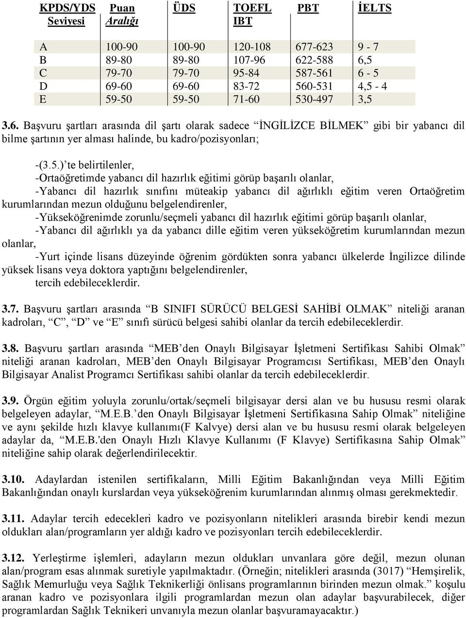 belirtilenler, -Ortaöğretimde yabancı dil hazırlık eğitimi görüp başarılı olanlar, -Yabancı dil hazırlık sınıfını müteakip yabancı dil ağırlıklı eğitim veren Ortaöğretim kurumlarından mezun olduğunu