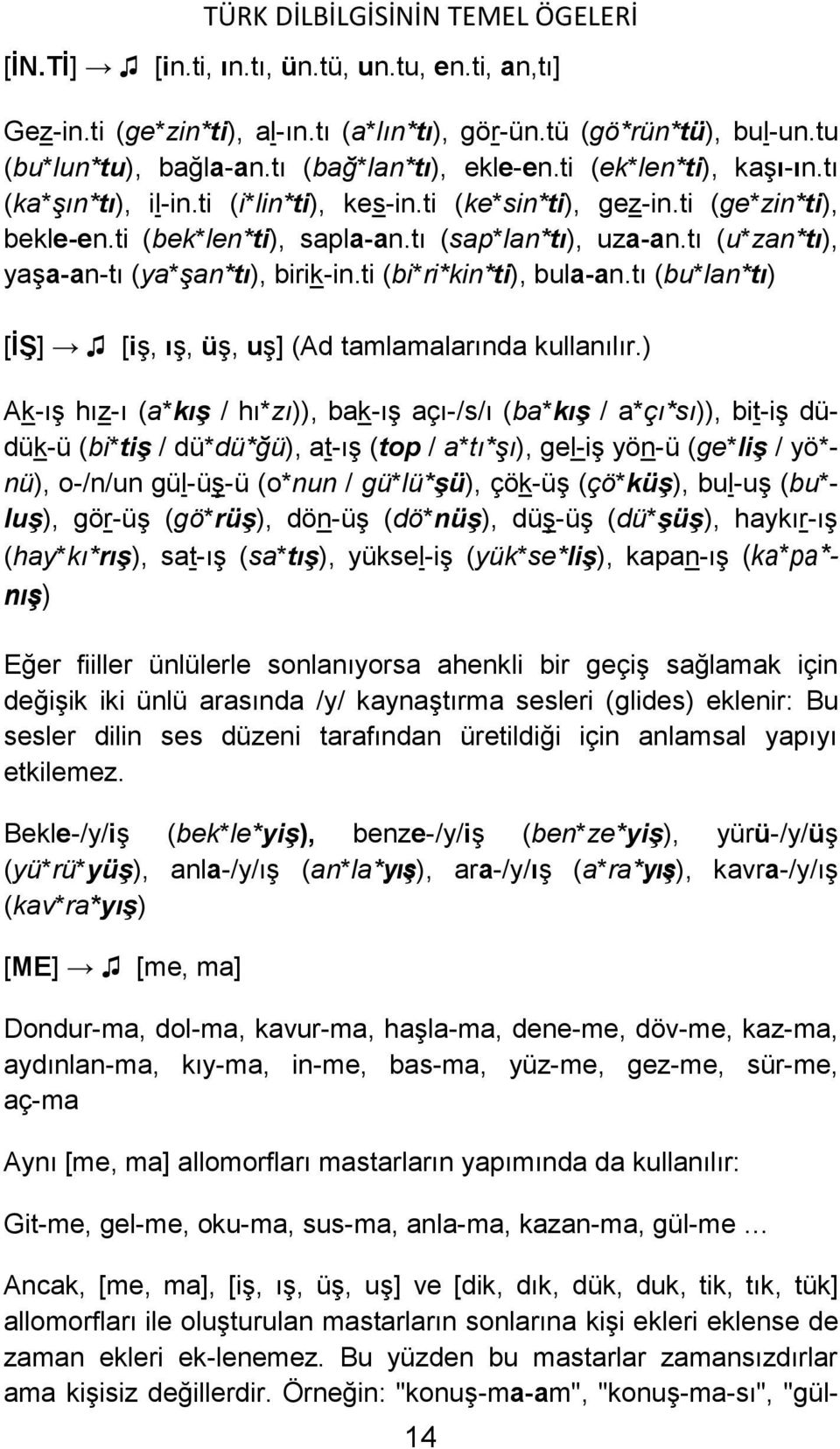 ti (bi*ri*kin*ti), bula-an.tı (bu*lan*tı) [İŞ] [iş, ış, üş, uş] (Ad tamlamalarında kullanılır.