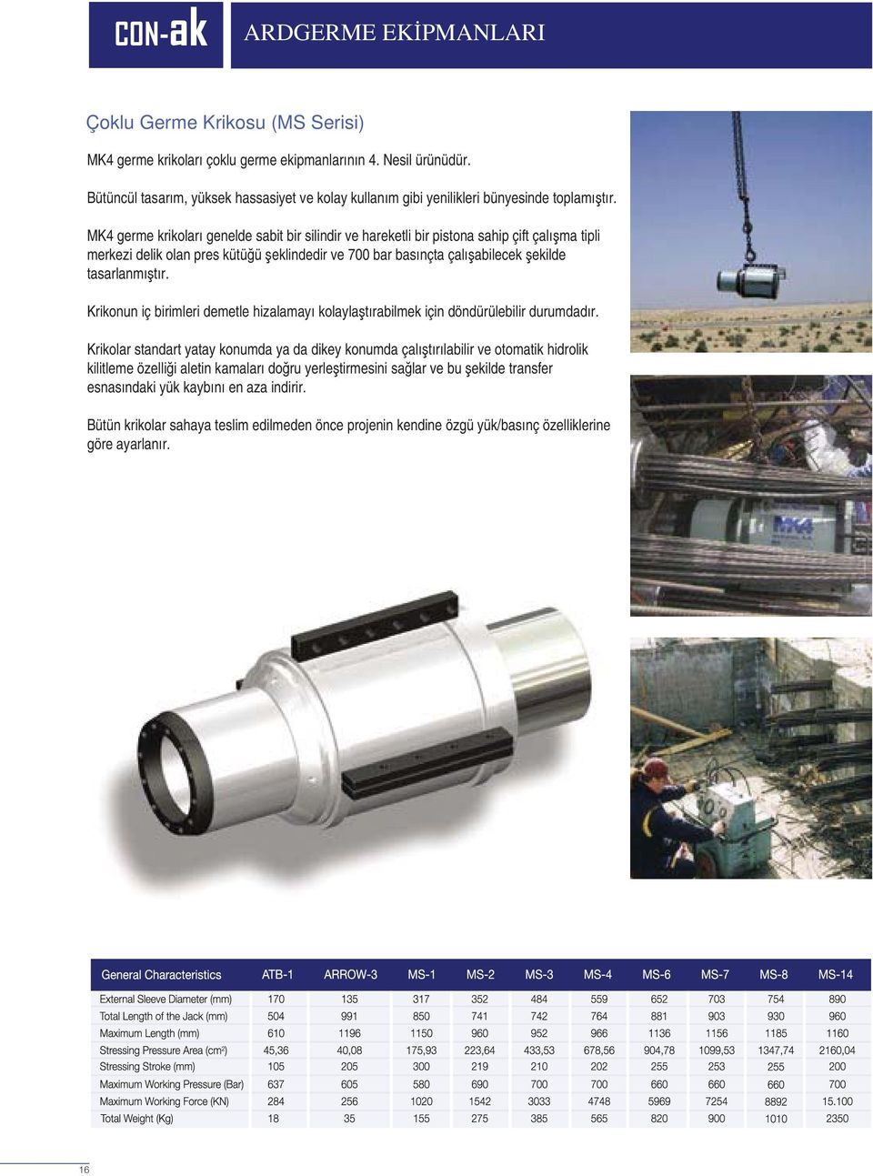 ve 700 bar basnçta çalabilecek ekilde tasarlanmtr Krikonun iç birimleri demetle hizalamay kolaylatrabilmek için döndürülebilir durumdadr Krikolar standart yatay konumda ya da dikey konumda