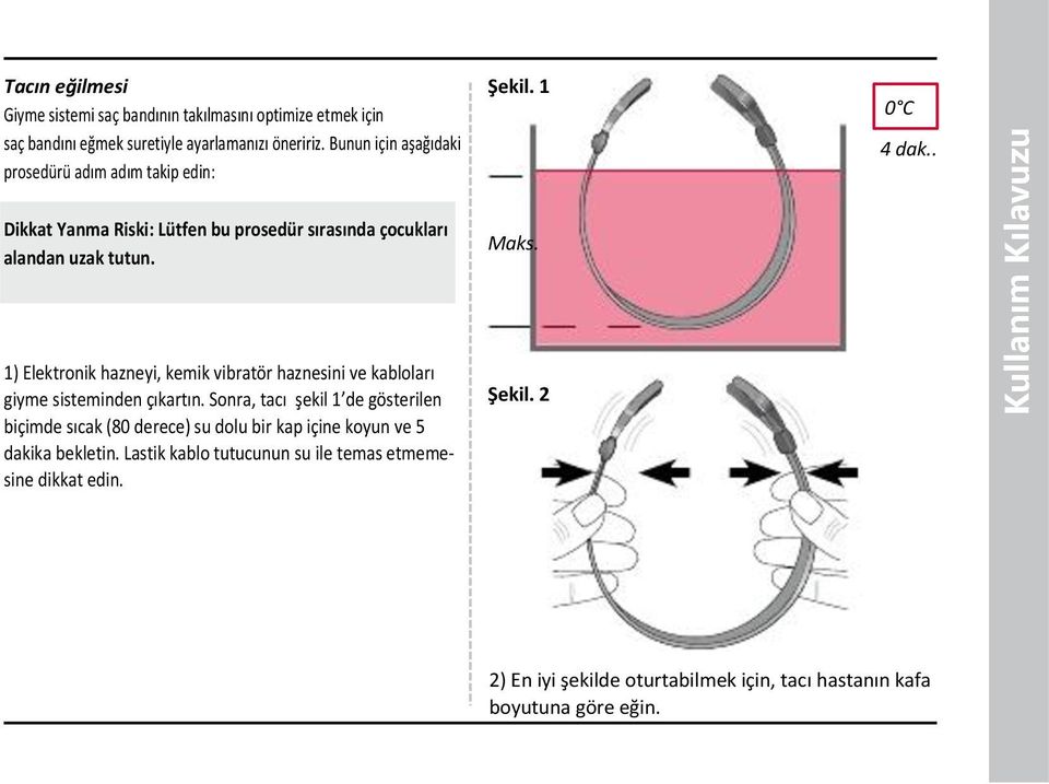 Maks. 1) Elektronik hazneyi, kemik vibratör haznesini ve kabloları giyme sisteminden çıkartın.