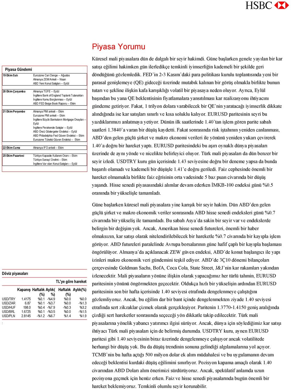 Onayları -- Eylül İngiltere Perakende Satışlar -- Eylül ABD Öncü Göstergeler Endeksi -- Eylül ABD Philadelphia Fed Güven Endeksi -- Ekim Eurozone Tüketici Güven Endeksi -- Ekim 22 Ekim Cuma Almanya