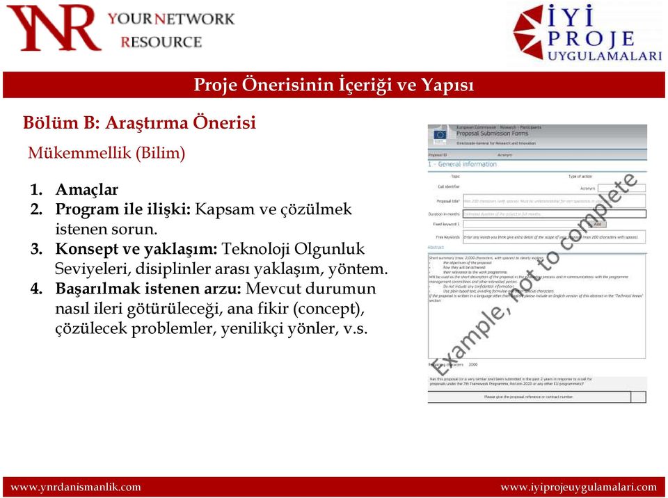 Konsept ve yaklaşım: Teknoloji Olgunluk Seviyeleri, disiplinler arası yaklaşım, yöntem. 4.