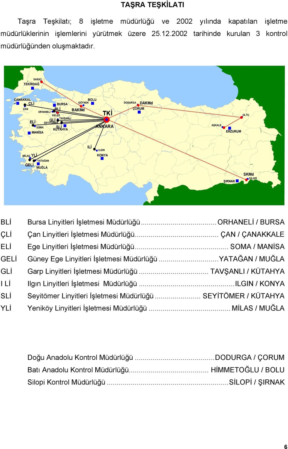 ILGIN KONYA GELİ YATAĞAN MUĞLA ŞIRNAK SKMd SİLOPİ BLİ ÇLİ ELİ GELİ GLİ I Lİ SLİ YLİ Bursa Linyitleri İşletmesi Müdürlüğü...ORHANELİ / BURSA Çan Linyitleri İşletmesi Müdürlüğü.