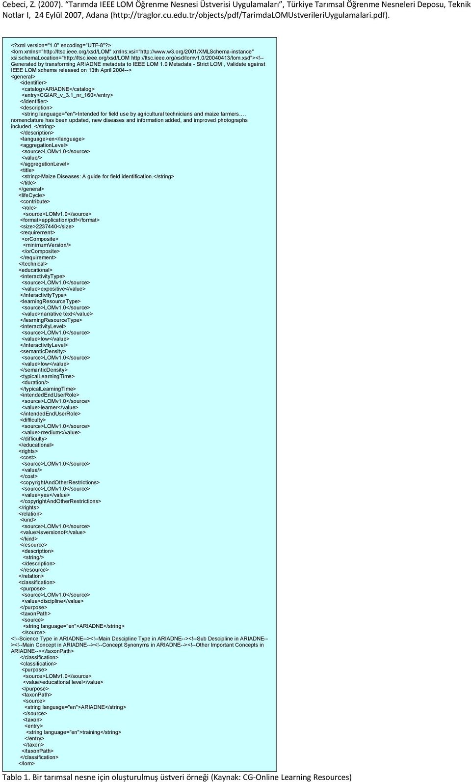 0 Metadata - Strict LOM, Validate against IEEE LOM schema released on 13th April 2004--> <general> <identifier> <catalog>ariadne</catalog> <entry>cgiar_v_3.