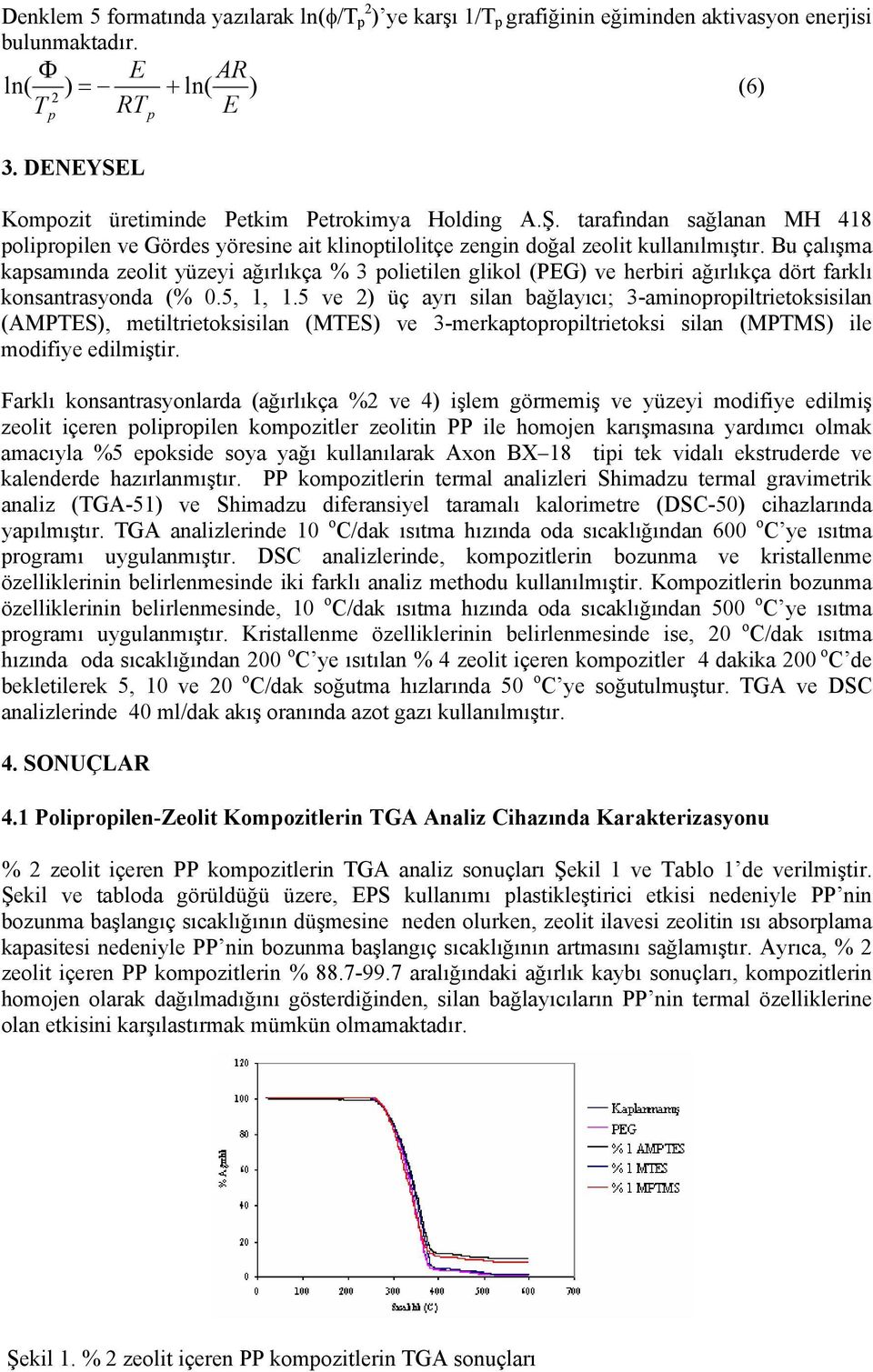 Bu çalışma kapsamında zeolit yüzeyi ağırlıkça % 3 polietilen glikol (PEG) ve herbiri ağırlıkça dört farklı konsantrasyonda (% 0.5, 1, 1.