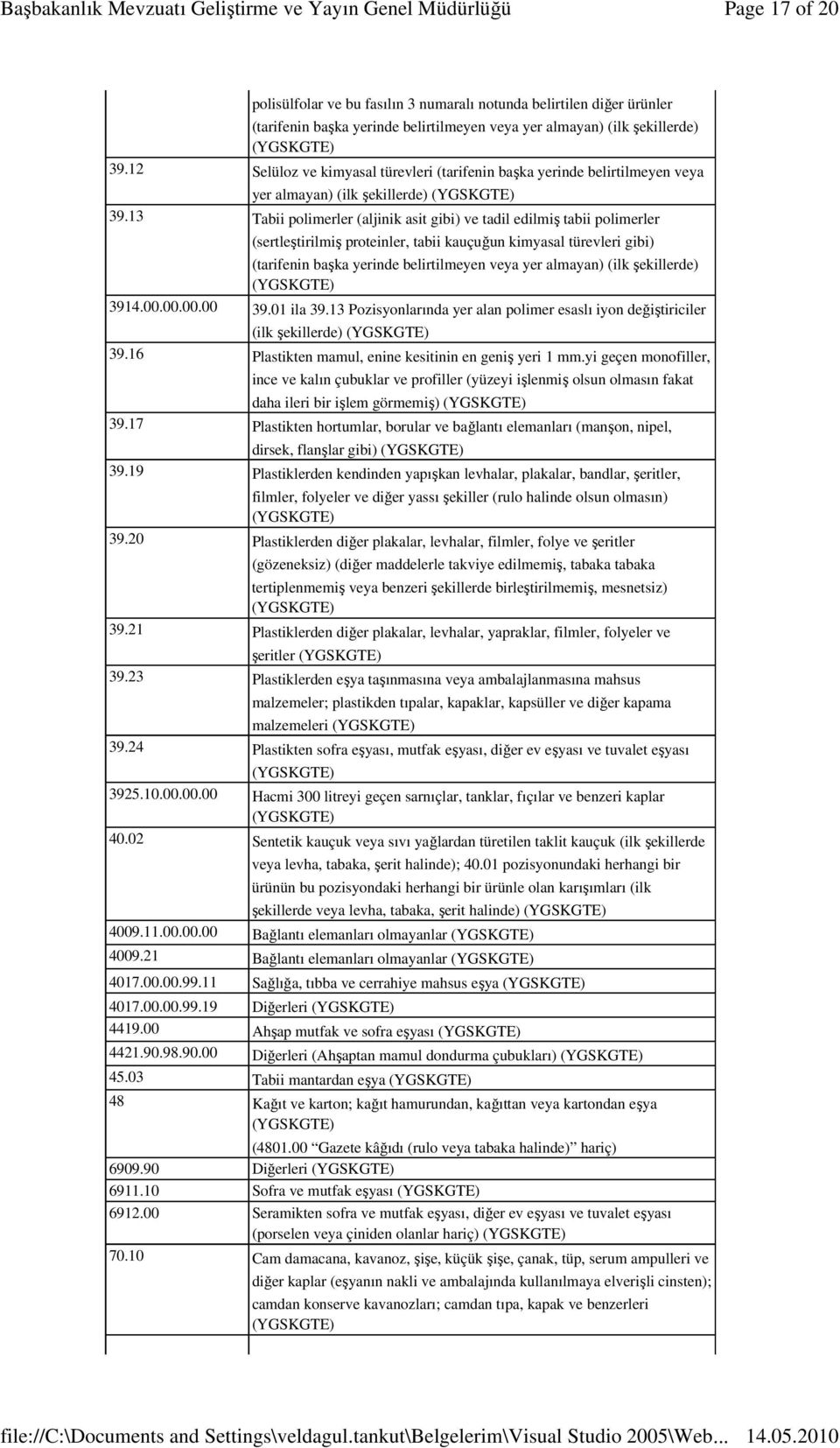 13 Tabii polimerler (aljinik asit gibi) ve tadil edilmiş tabii polimerler (sertleştirilmiş proteinler, tabii kauçuğun kimyasal türevleri gibi) (tarifenin başka yerinde belirtilmeyen veya yer almayan)