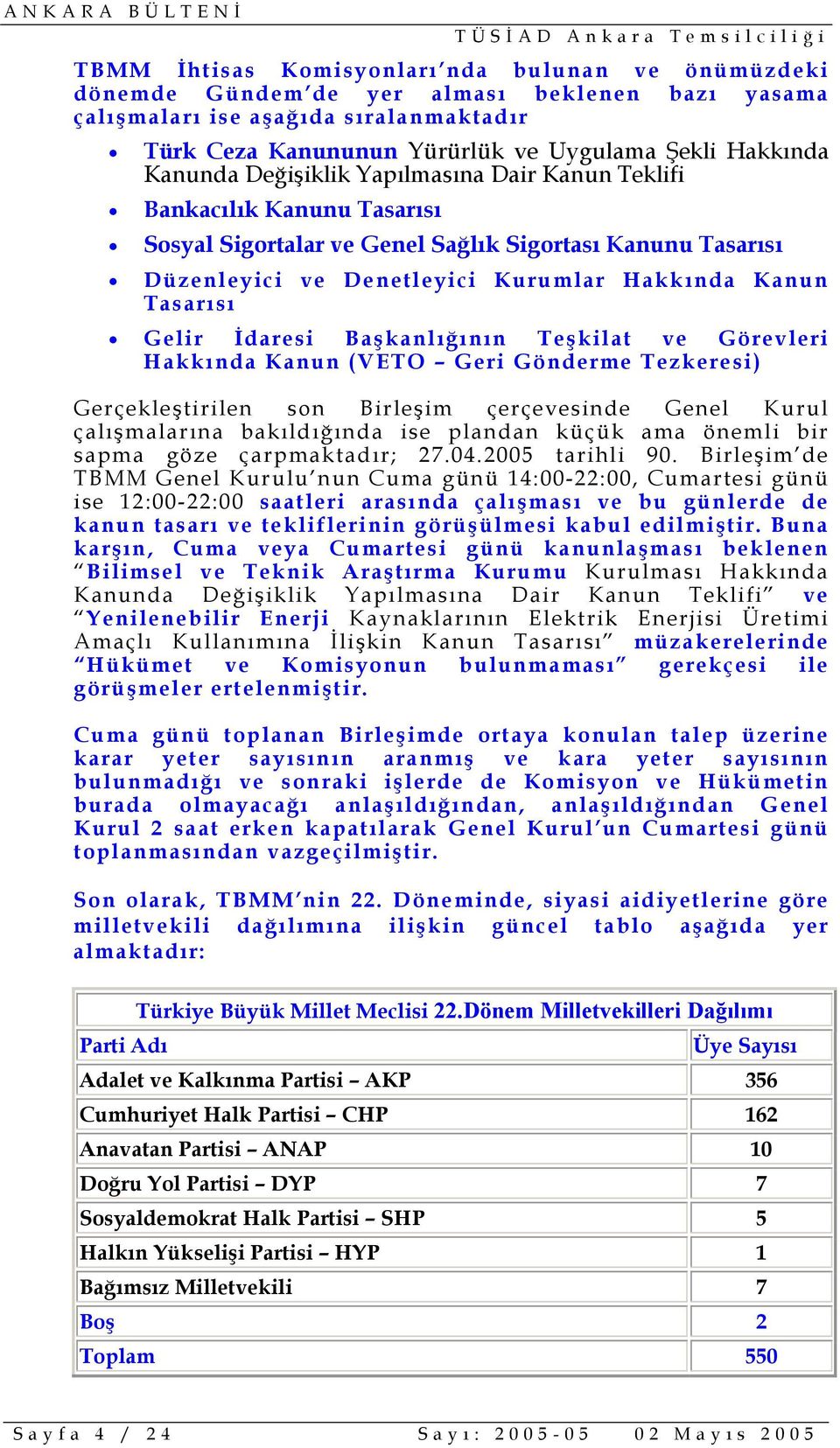 Gelir İdaresi Başkanlığının Teşkilat ve Görevleri Hakkında Kanun (VETO Geri Gönderme Tezkeresi) Gerçekleştirilen son Birleşim çerçevesinde Genel Kurul çalışmalarına bakıldığında ise plandan küçük ama